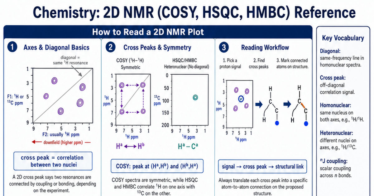2D NMR (COSY, HSQC, HMBC) Reference Cheat Sheet | LivePhysics™