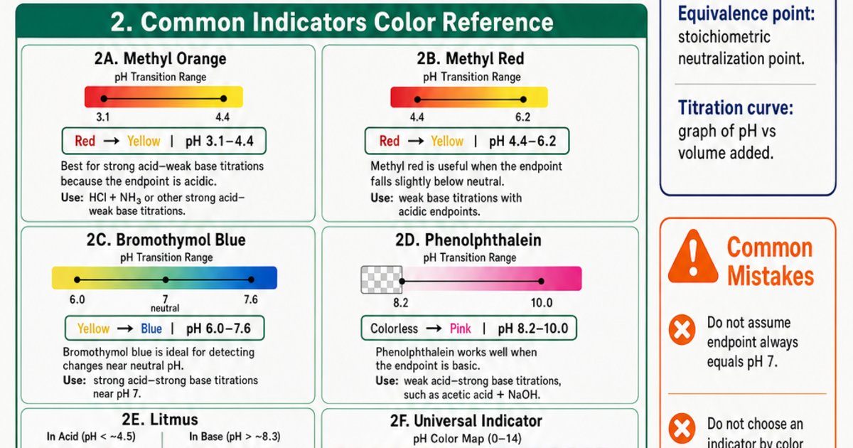 Acid-Base Indicators Color Chart Cheat Sheet | LivePhysics™