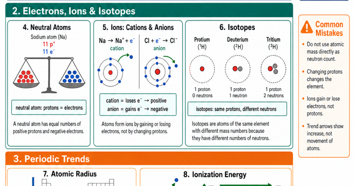 Atomic Structure & Periodic Trends Cheat Sheet | LivePhysics™
