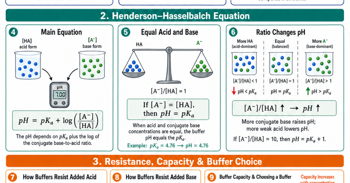 Buffer Solutions & Henderson-Hasselbalch Cheat Sheet | LivePhysics™