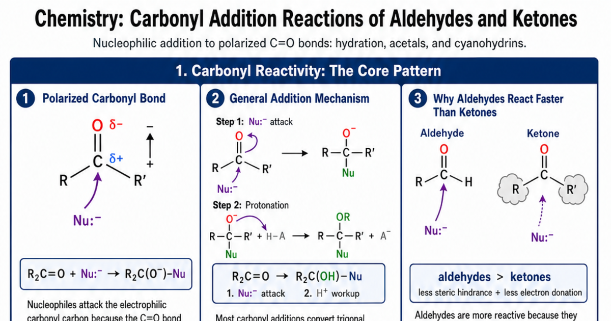 Carbonyl Addition Reactions of Aldehydes and Ketones Cheat Sheet ...