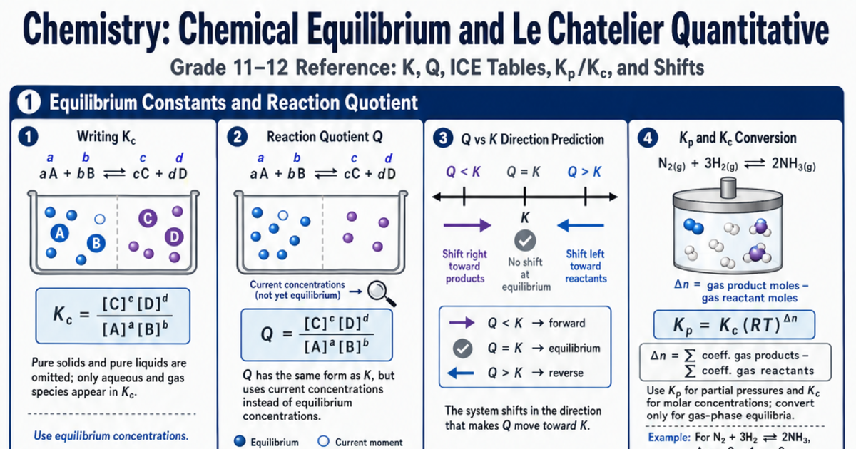 Chemical Equilibrium and Le Chatelier Quantitative Cheat Sheet ...