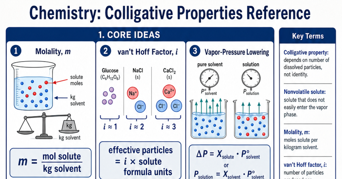 Colligative Properties Reference Cheat Sheet | LivePhysics™