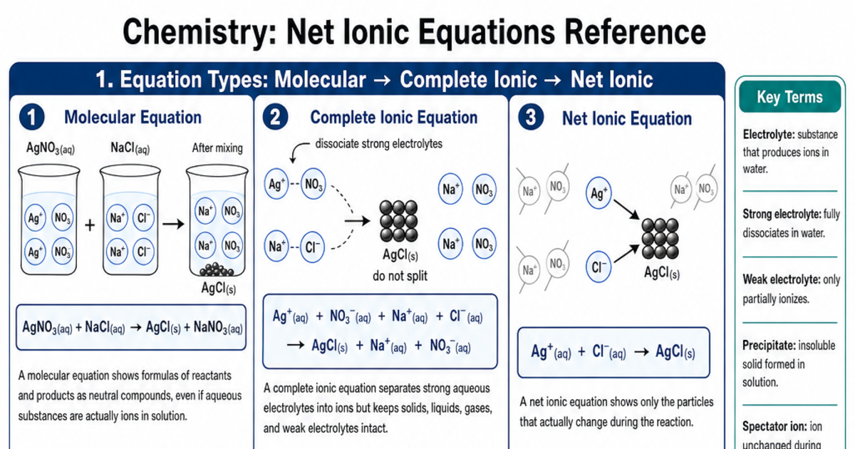 Net Ionic Equations Reference Cheat Sheet | LivePhysics™
