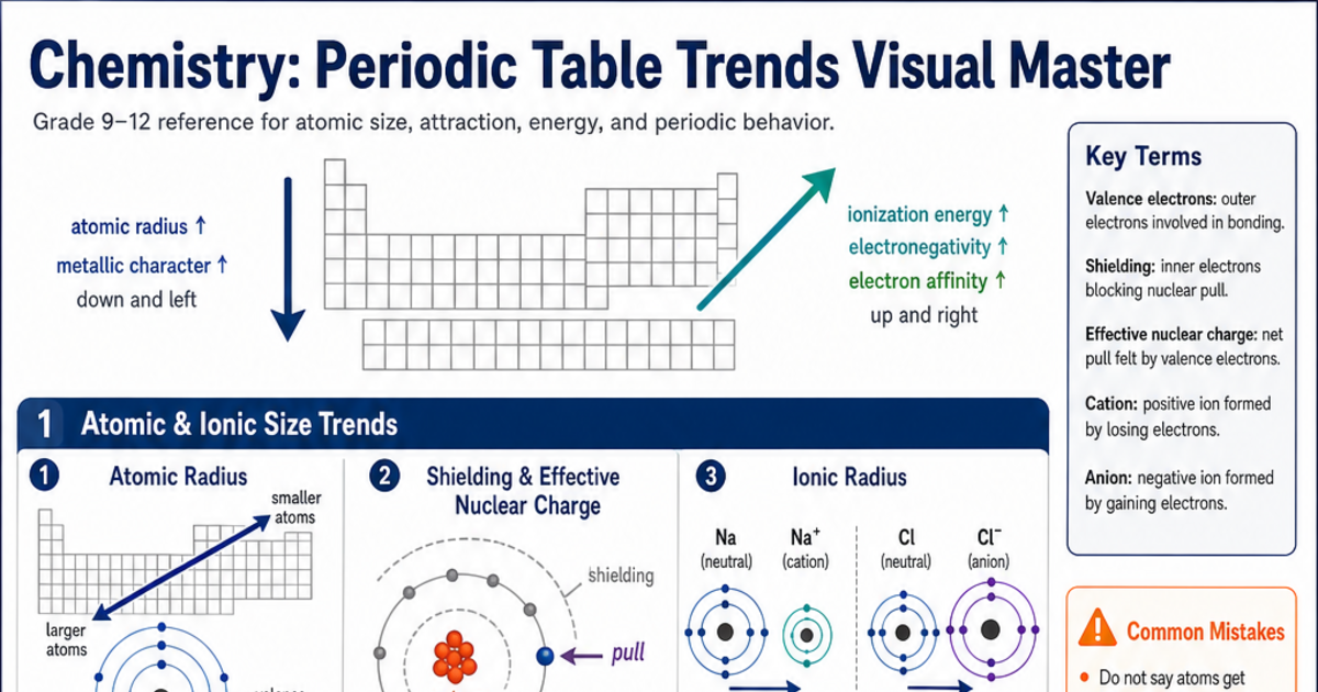 Periodic Table Trends Visual Master Cheat Sheet | LivePhysics™