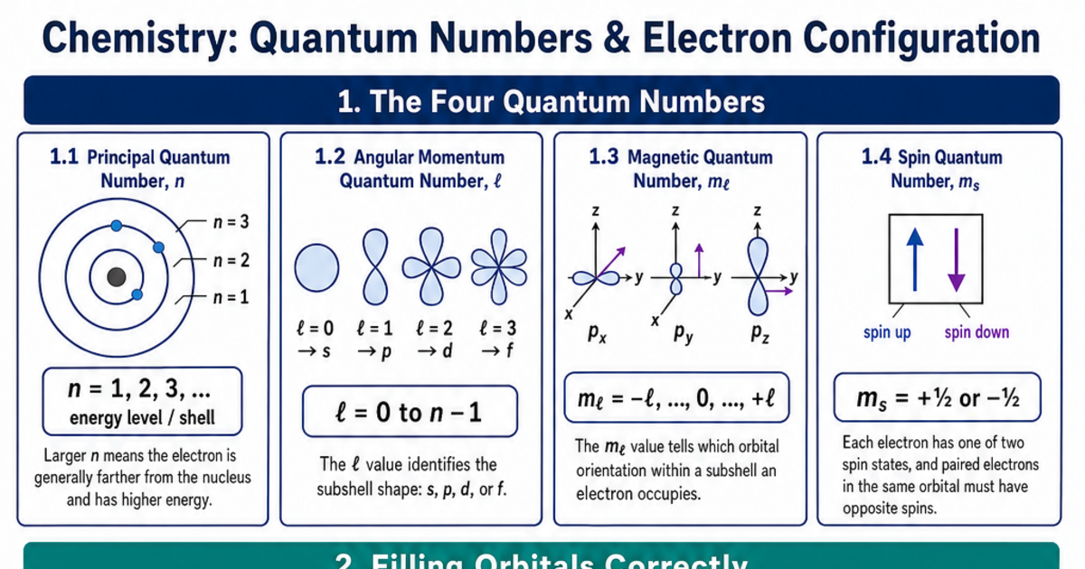 Y Configuration Numbers Quantum Numbers & Electron Configuration Cheat Sheet | LivePhysics™