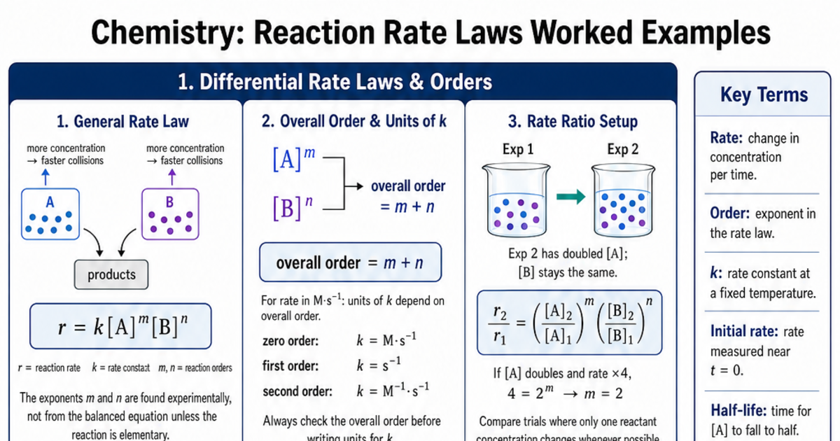 Reaction Rates Simple Pictures Examples Reaction Rate Laws Worked Examples Cheat Sheet | LivePhysics™