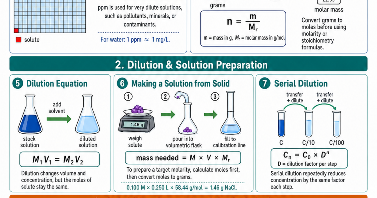 Solutions & Concentration Cheat Sheet | LivePhysics™