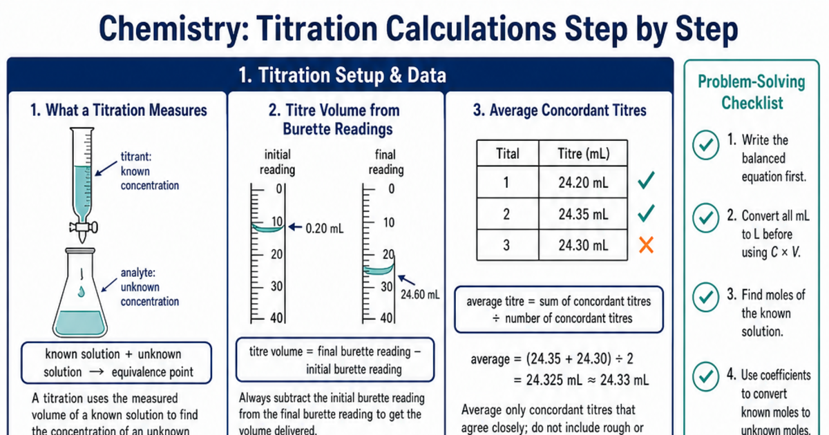Titration Calculations Step by Step Cheat Sheet | LivePhysics™