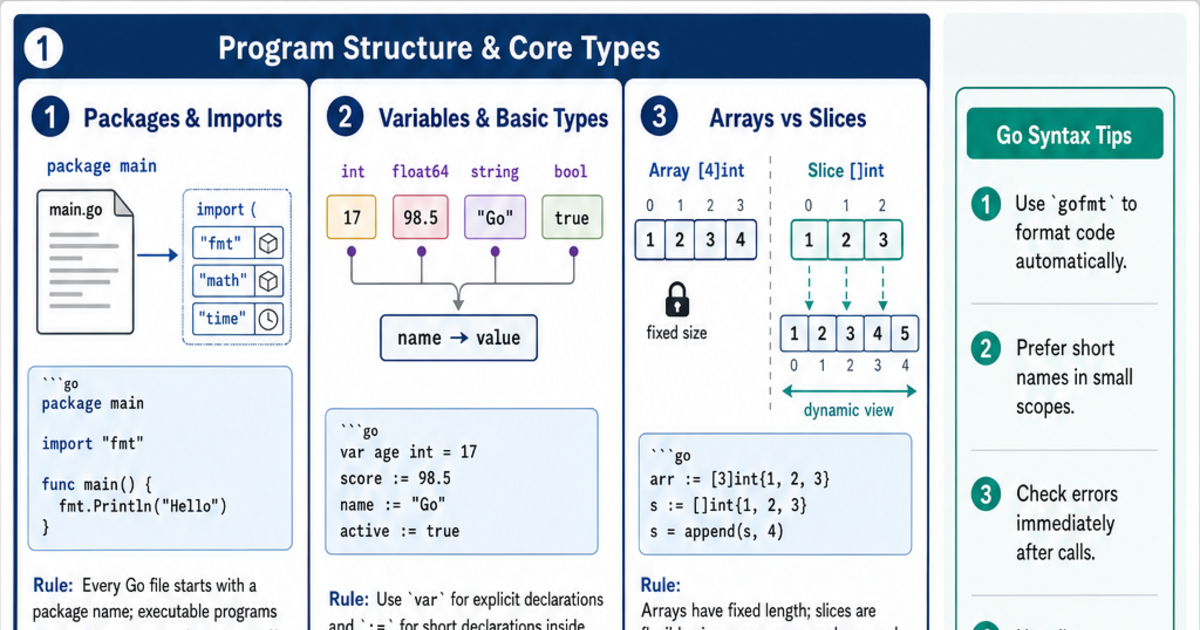 Go (Golang) Quick Reference Cheat Sheet | LivePhysics™