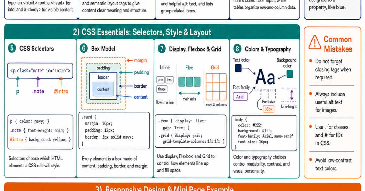 HTML & CSS Quick Reference Cheat Sheet | LivePhysics™