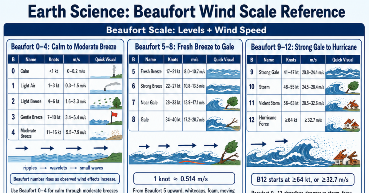 Wind Intensity Scale Beaufort Wind Scale Reference Cheat Sheet | LivePhysics™