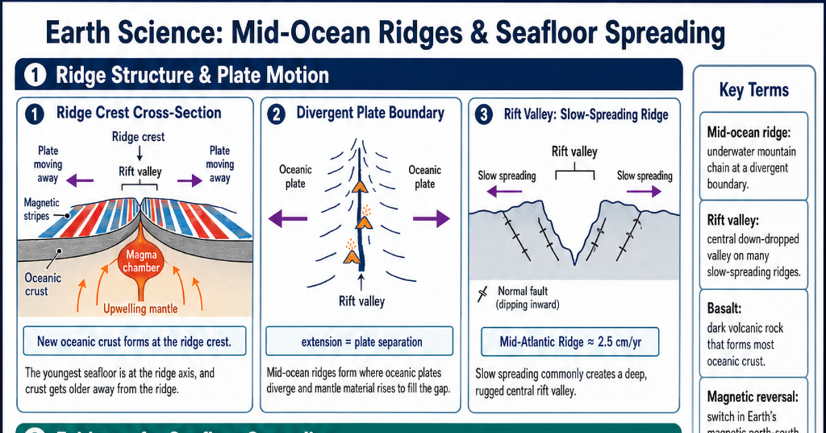Ocean Ridge Lab Set Mid-Ocean Ridges & Seafloor Spreading Cheat Sheet | LivePhysics™