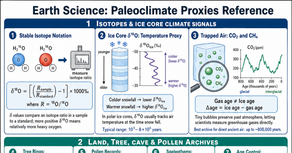 Paleoclimate Proxies Reference Cheat Sheet | LivePhysics™