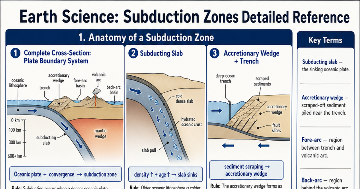 Subduction Zones Detailed Reference Cheat Sheet | LivePhysics™
