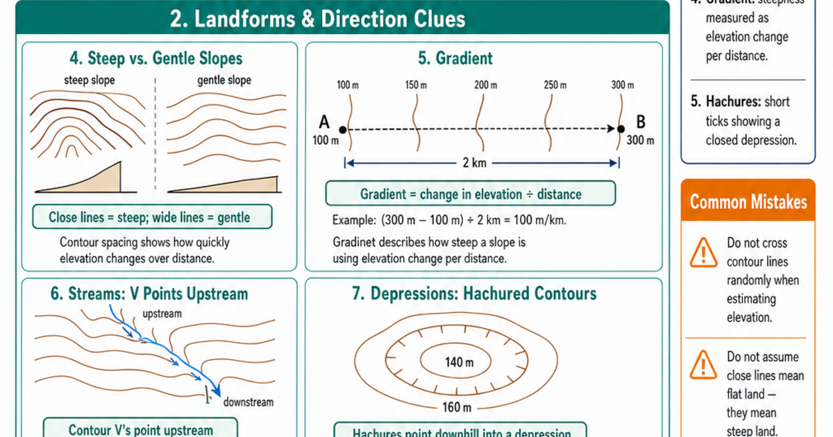 Topographic Map Reading Cheat Sheet | LivePhysics™