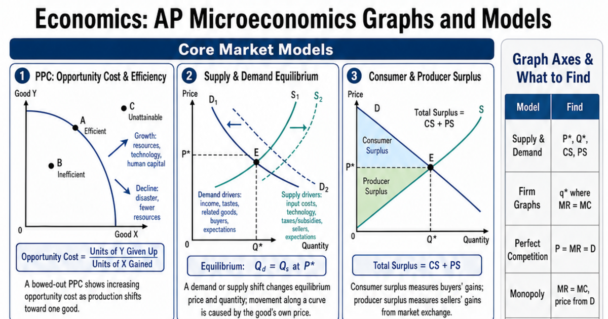 AP Microeconomics Graphs and Models Cheat Sheet | LivePhysics™