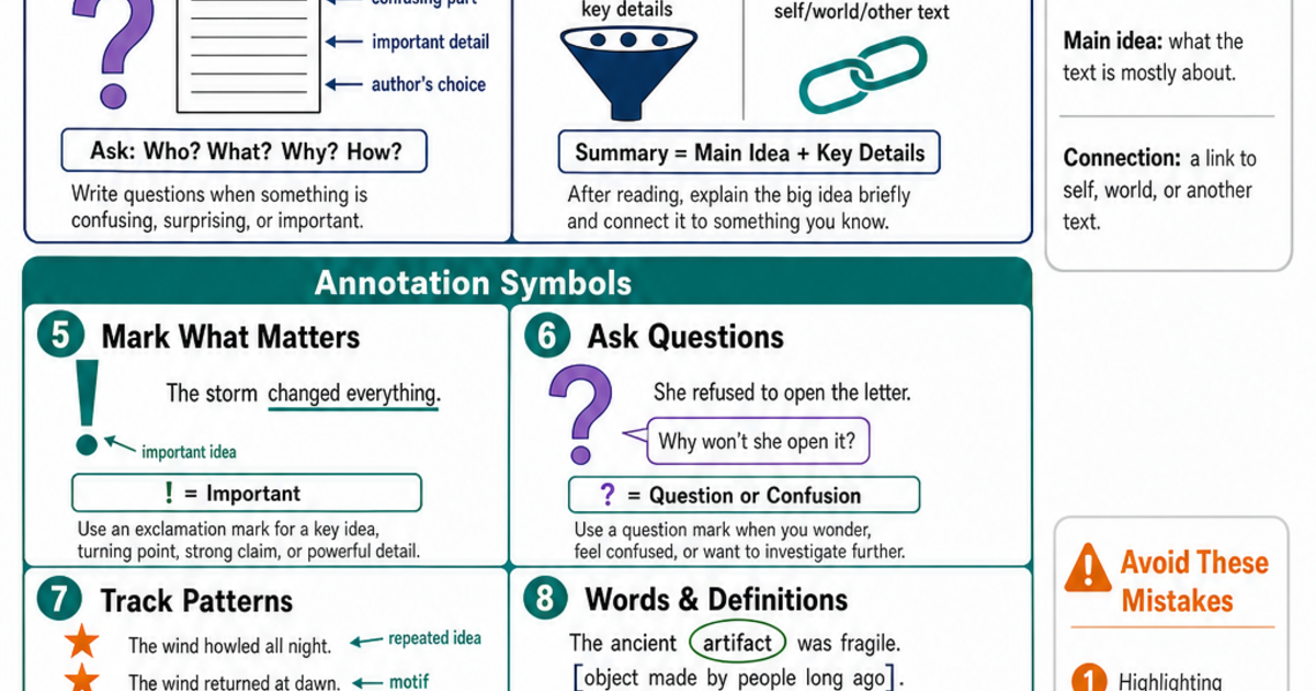 Active Reading & Annotation Symbols Cheat Sheet | LivePhysics™