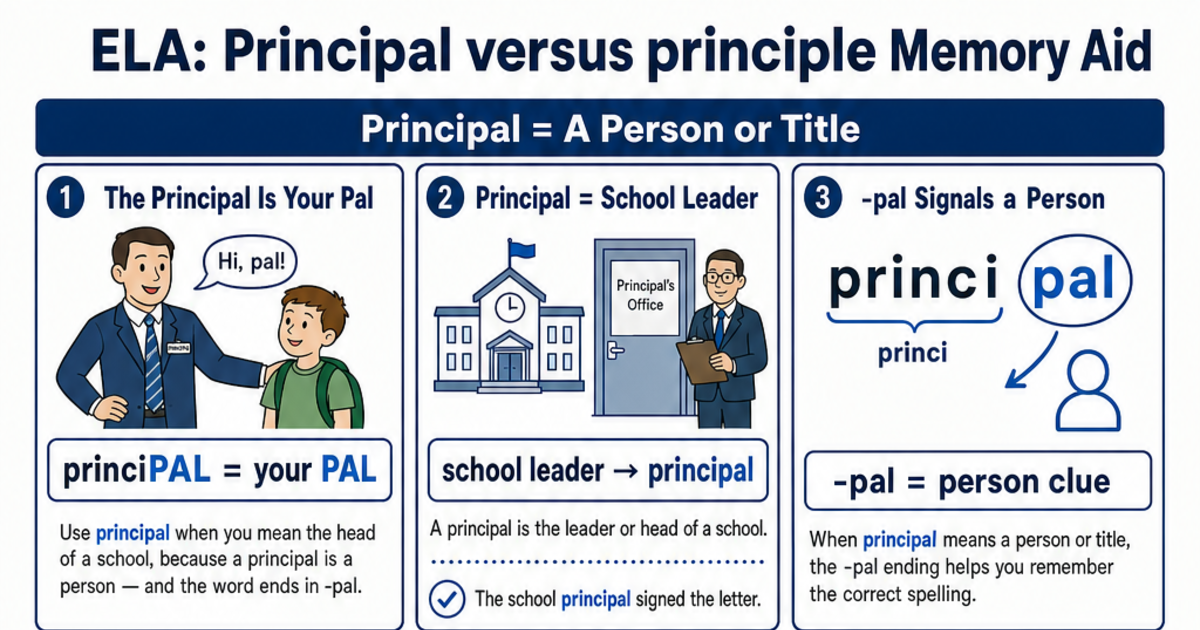 Principal Guide Chart Principal versus principle Memory Aid Cheat Sheet | LivePhysics™