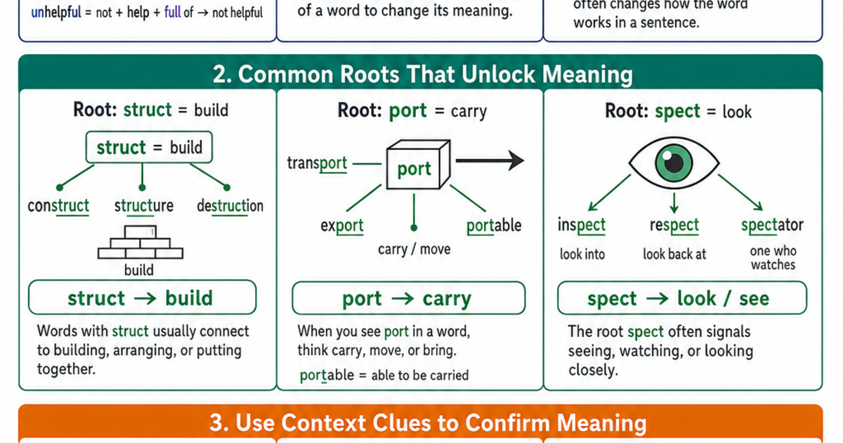 Vocabulary Building & Word Roots Cheat Sheet | LivePhysics™