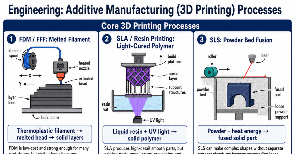 Additive Manufacturing (3D Printing) Processes Cheat Sheet | LivePhysics™