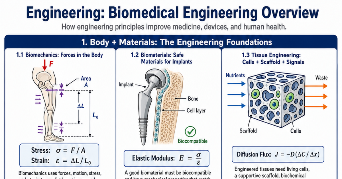 Biomedical Engineering Overview Cheat Sheet | LivePhysics™