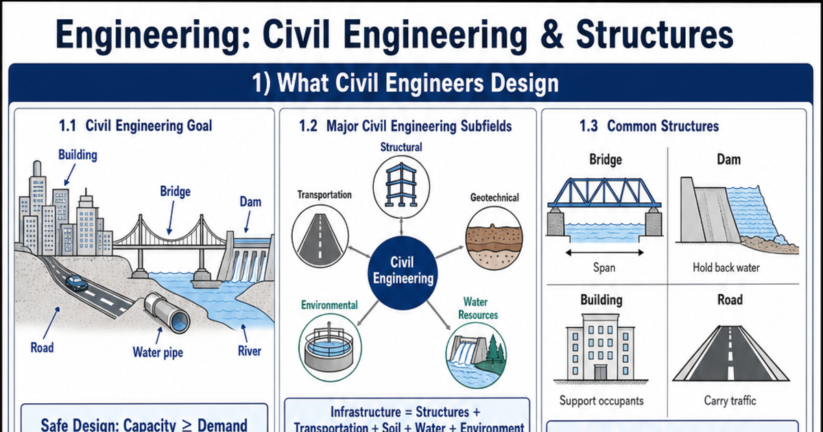 Internal Structure Example Civil Engineering Civil Engineering & Structures Cheat Sheet | LivePhysics™