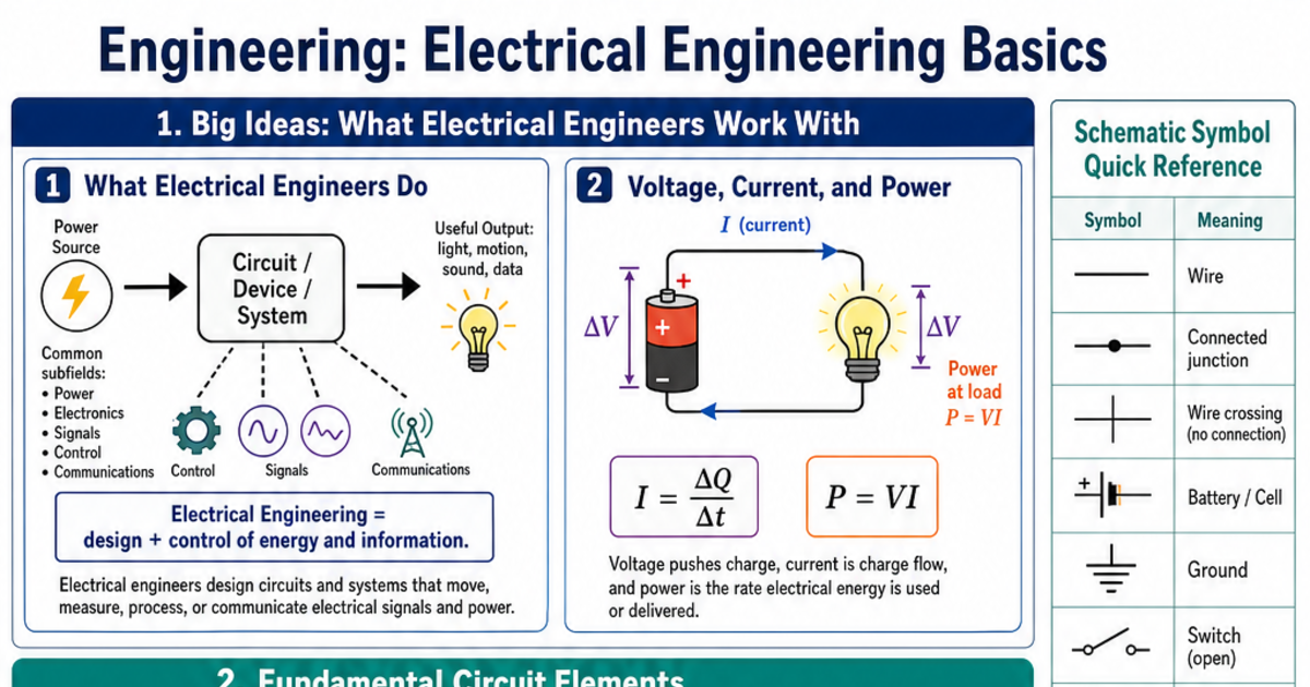 Electrical Engineering Basics Cheat Sheet | LivePhysics™