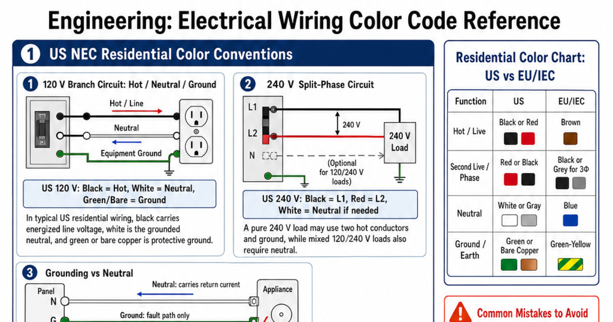 Electrical Wiring Color Code Reference Cheat Sheet | LivePhysics™