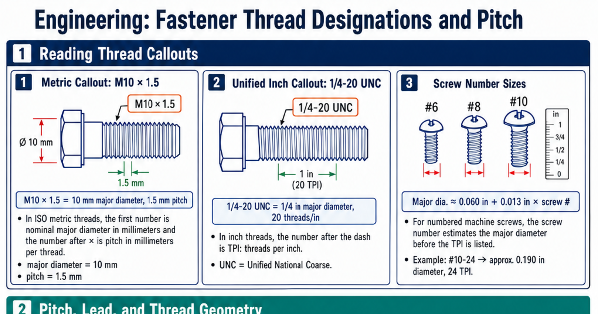 Fastener Thread Designations and Pitch Cheat Sheet | LivePhysics™