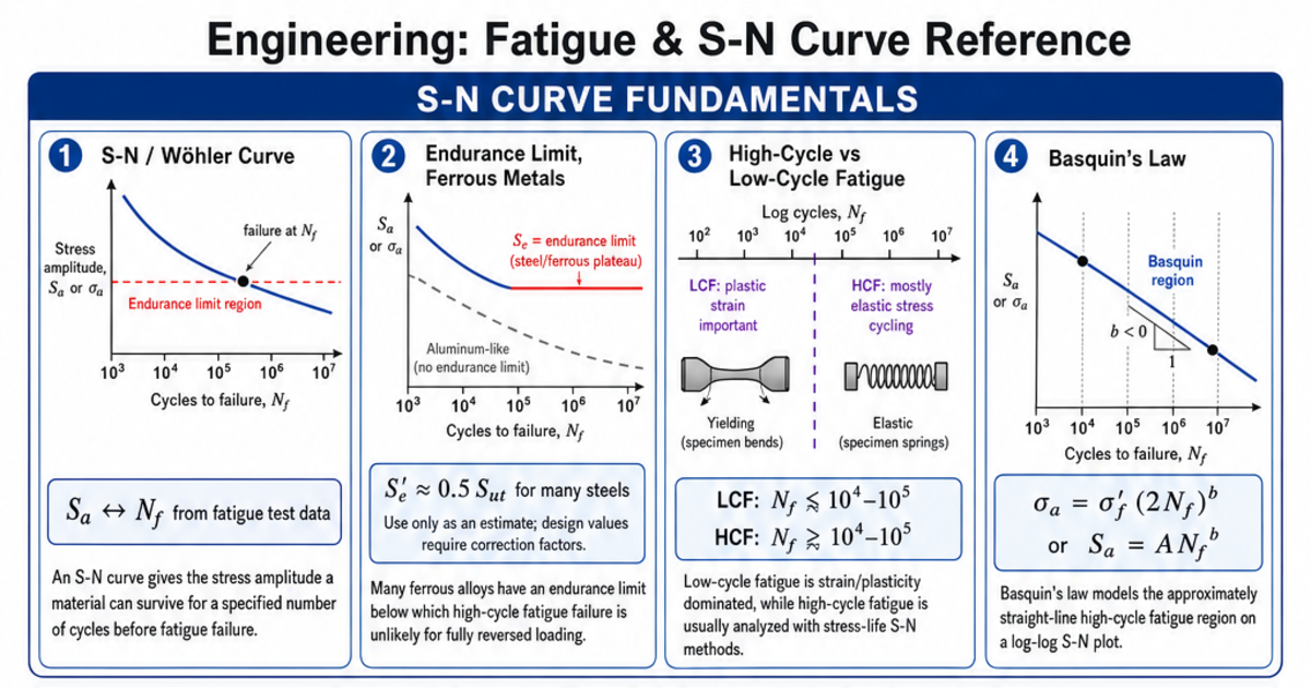 Fatigue & S-N Curve Reference Cheat Sheet | LivePhysics™