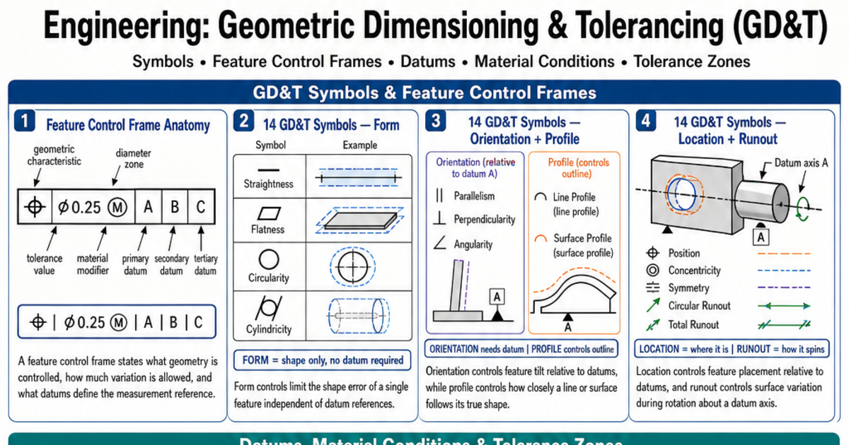 Tolerance Frame Method Geometric Dimensioning & Tolerancing (GD&T) Cheat Sheet | LivePhysics™