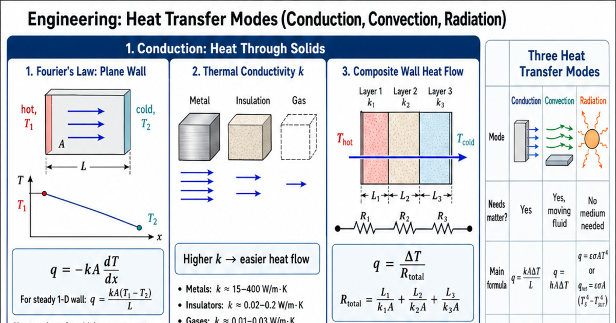 Heat Transfer Modes (Conduction, Convection, Radiation) Cheat Sheet ...