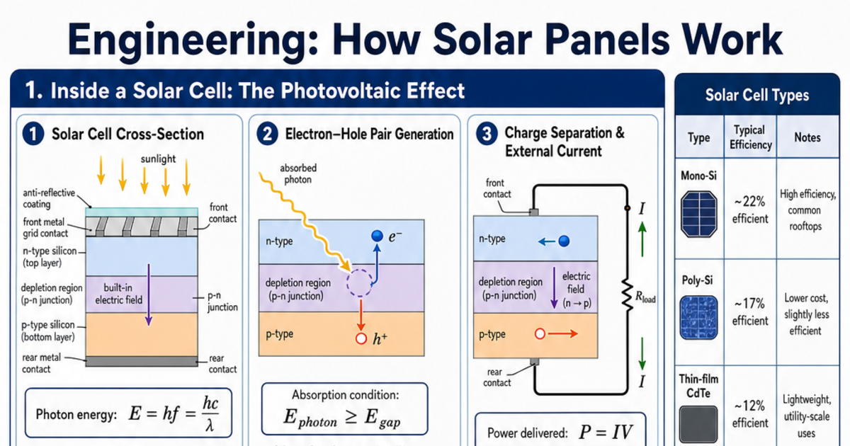 How Solar Panels Work Cheat Sheet | LivePhysics™