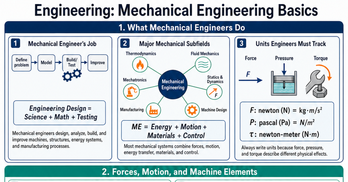 Mechanical Engineering Basics Cheat Sheet | LivePhysics™
