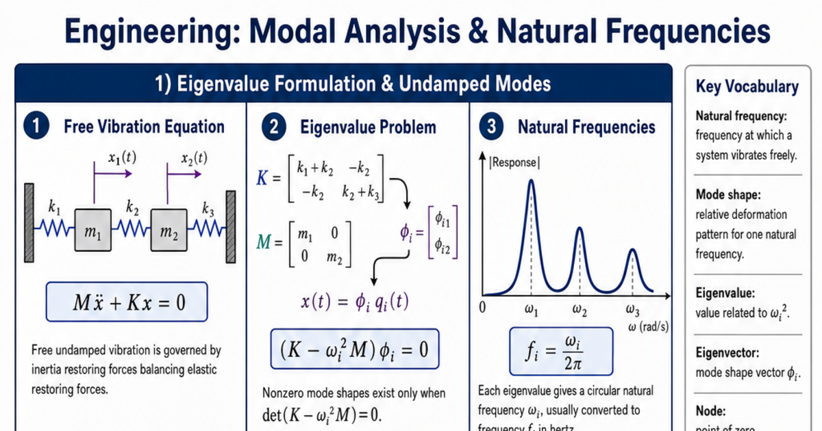 Modal Analysis & Natural Frequencies Cheat Sheet | LivePhysics™