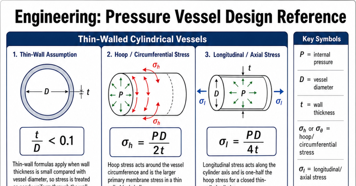 Pressure Vessel Design Reference Cheat Sheet | LivePhysics™