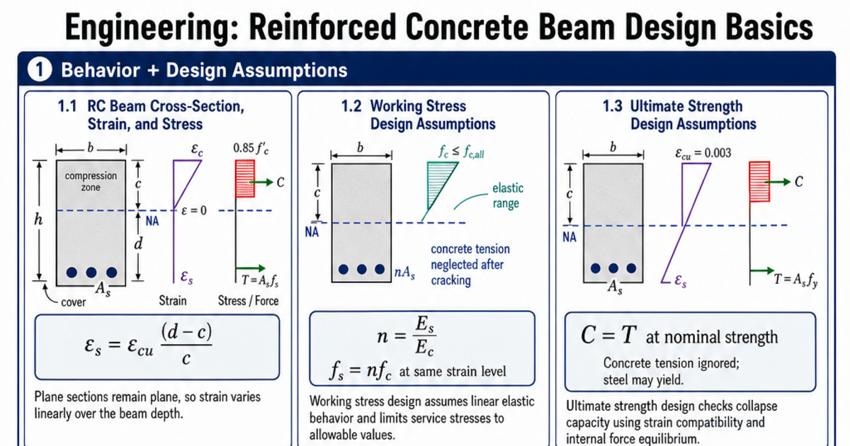 Reinforced Concrete Beam Design Basics Cheat Sheet | LivePhysics™