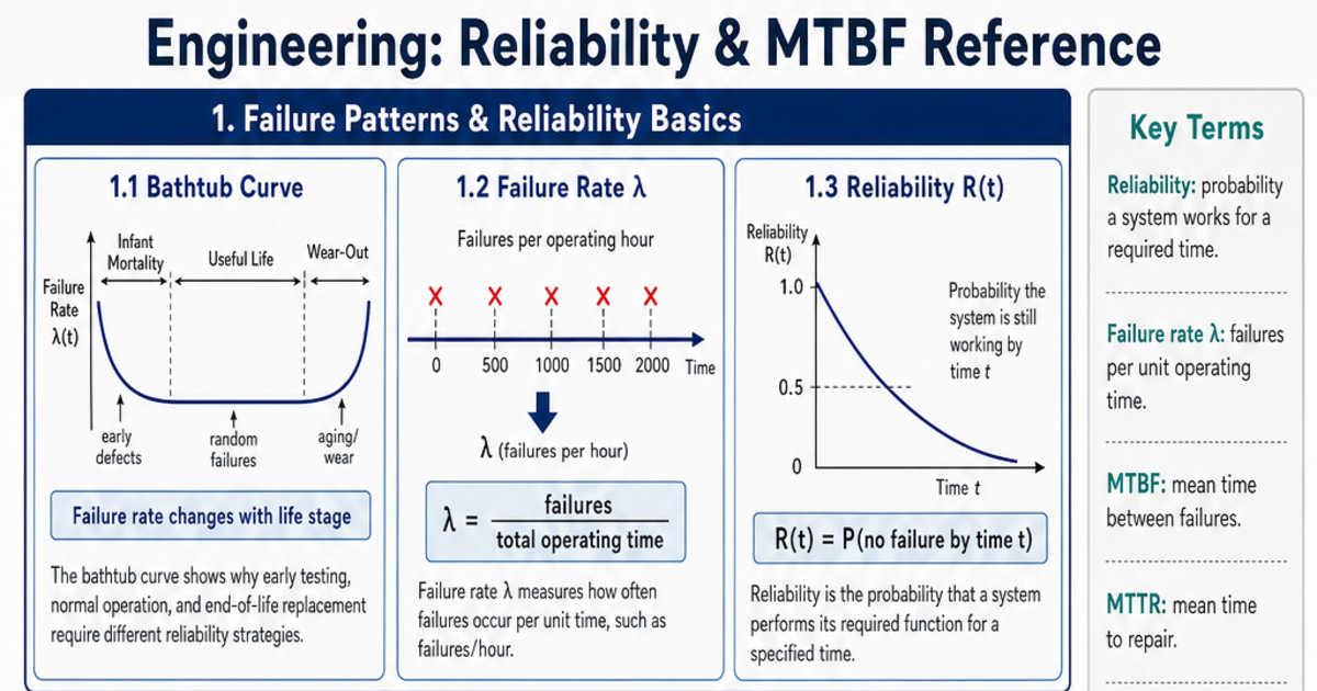 Reliability References Reliability & MTBF Reference Cheat Sheet | LivePhysics™