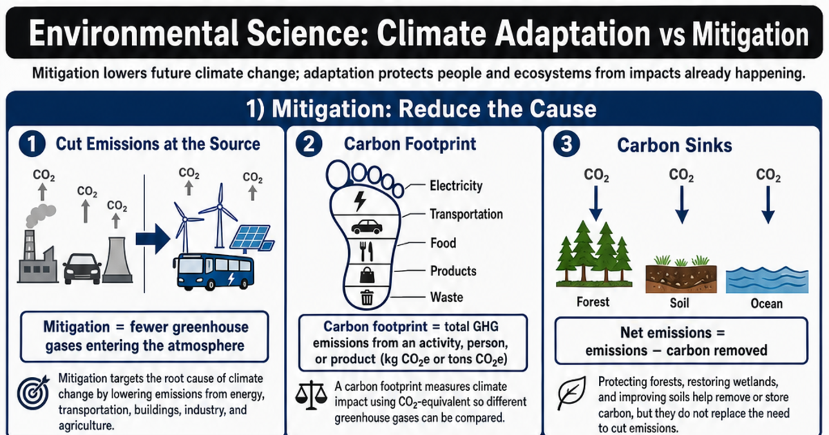 Climate Adaptation vs Mitigation Cheat Sheet | LivePhysics™