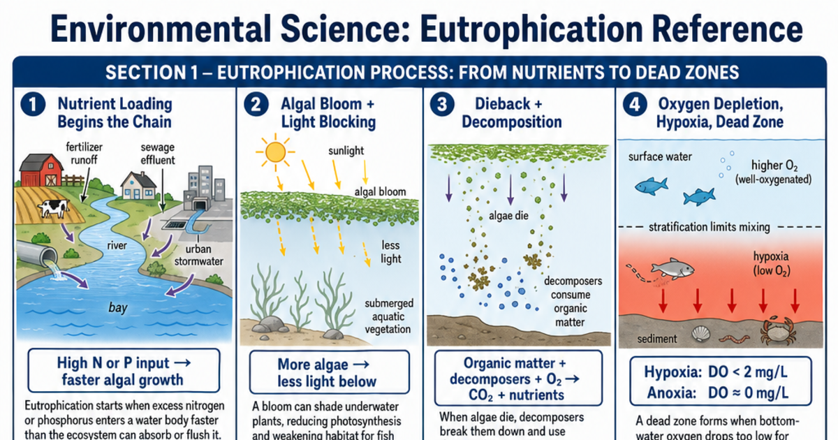 Eutrophication Reference Cheat Sheet | LivePhysics™