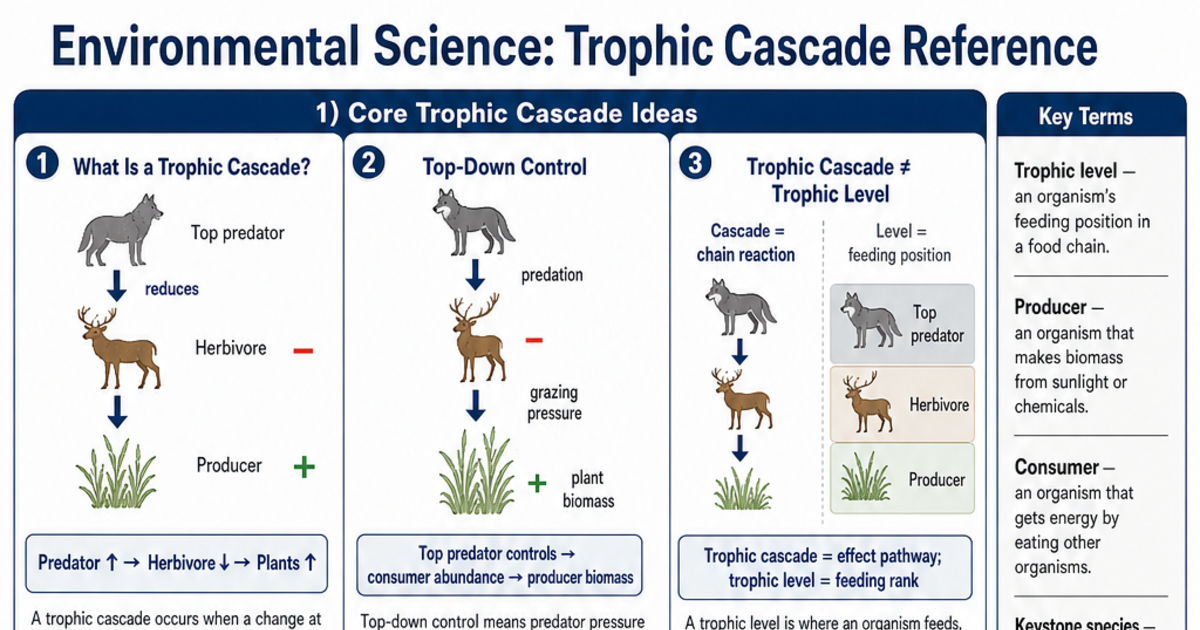 Trophic Cascade Reference Cheat Sheet | LivePhysics™