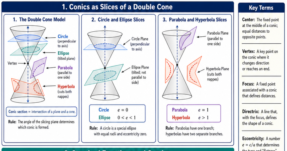 Conic Sections Worked Examples Cheat Sheet | LivePhysics™