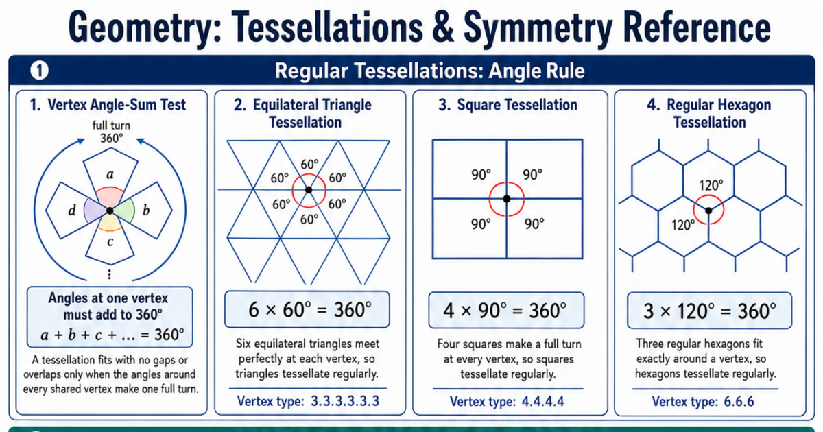 Tessellations & Symmetry Reference Cheat Sheet | LivePhysics™