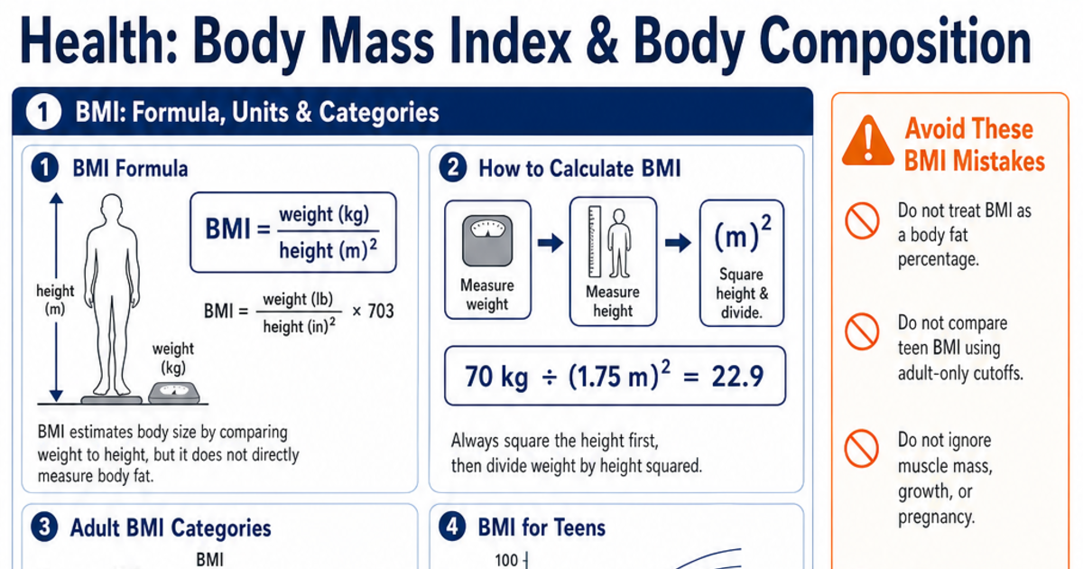 Body Mass Index & Body Composition Cheat Sheet | LivePhysics™