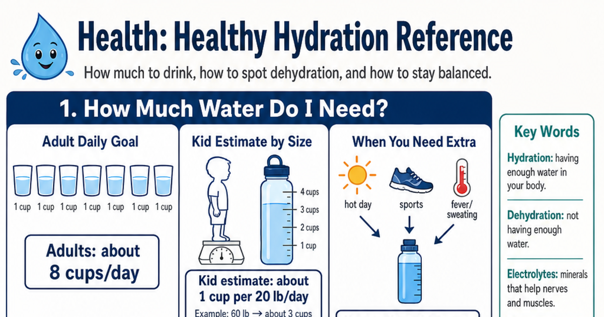 Healthy Hydration Reference Cheat Sheet | LivePhysics™