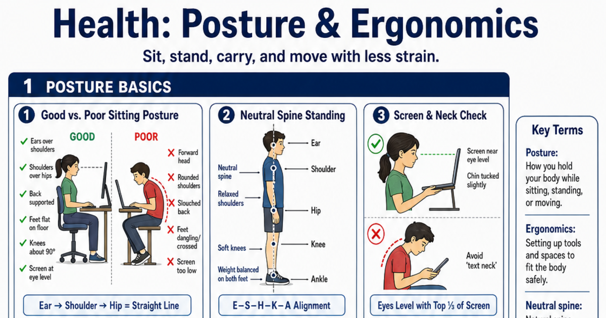Posture & Ergonomics Cheat Sheet | LivePhysics™