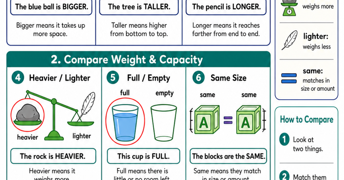 Example Bigger Comparing Sizes (Bigger, Smaller, Same) Cheat Sheet | LivePhysics™