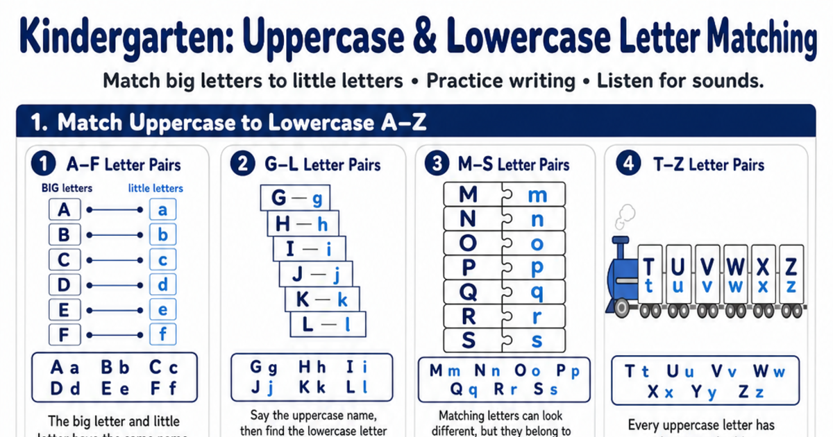 Uppercase & Lowercase Letter Matching Cheat Sheet | LivePhysics™
