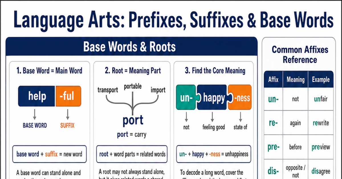Prefixes, Suffixes & Base Words Cheat Sheet | LivePhysics™